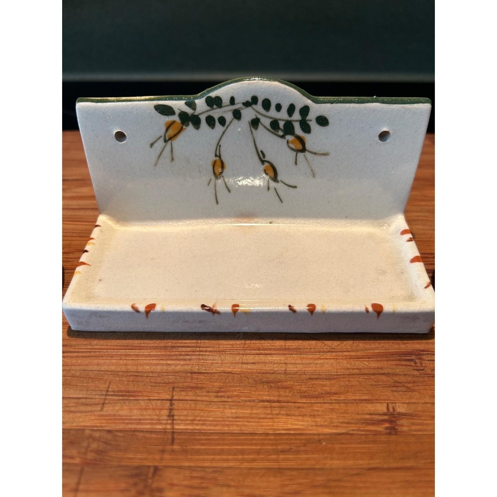 Vintage Ceramic Salt and Pepper Shakers with Wall Mount Shelf Fruit Hand Painted - Picture 3 of 14